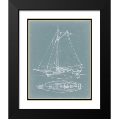 Yacht Sketches IV Black Modern Wood Framed Art Print with Double Matting by Harper, Ethan