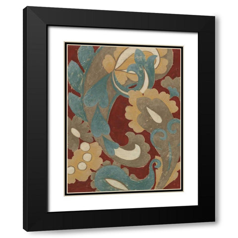 Provincial Paisley II Black Modern Wood Framed Art Print with Double Matting by Zarris, Chariklia