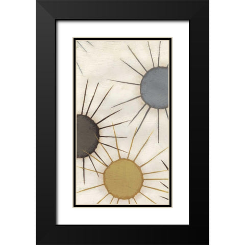 Starburst Triptych II Black Modern Wood Framed Art Print with Double Matting by Vess, June Erica