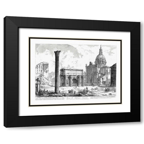 Arco de Settimo Severo Black Modern Wood Framed Art Print with Double Matting by Piranesi
