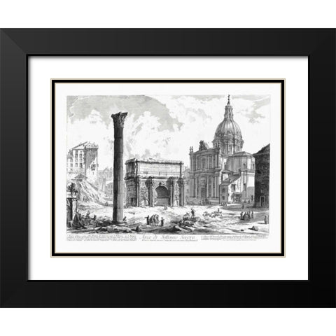 Arco de Settimo Severo Black Modern Wood Framed Art Print with Double Matting by Piranesi