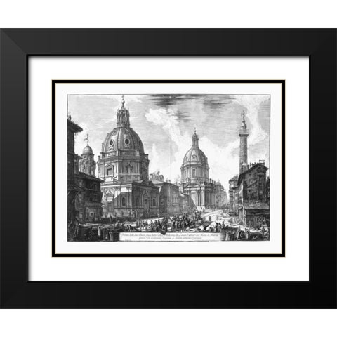 Veduta della du Chiese della Madonna Black Modern Wood Framed Art Print with Double Matting by Piranesi