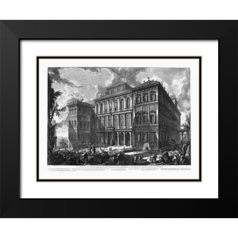 Veduta sul Monte Quirinale Black Modern Wood Framed Art Print with Double Matting by Piranesi