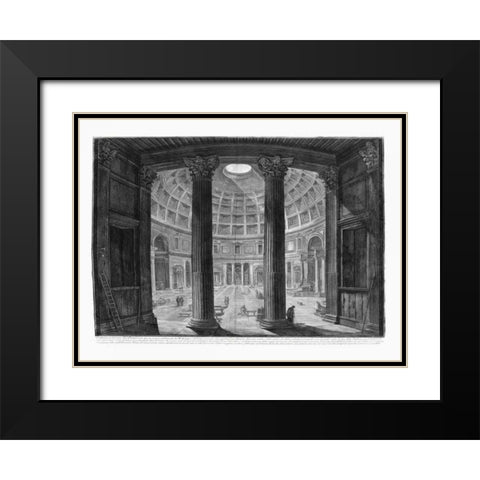 Veduta interna del Pantheon Black Modern Wood Framed Art Print with Double Matting by Piranesi