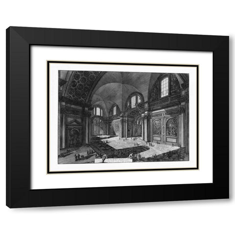 Veduta interna della Chiesa della Madonna Black Modern Wood Framed Art Print with Double Matting by Piranesi