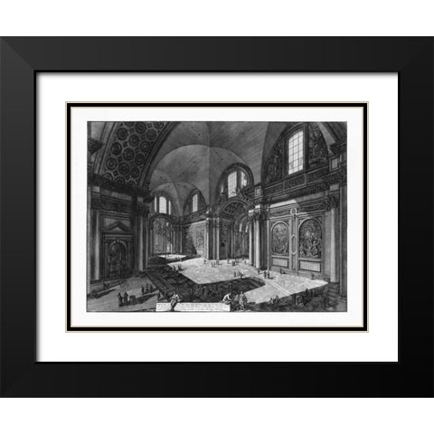 Veduta interna della Chiesa della Madonna Black Modern Wood Framed Art Print with Double Matting by Piranesi