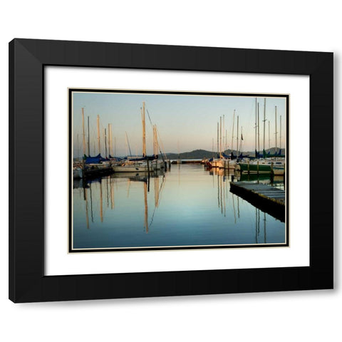 Marina Sundown II Black Modern Wood Framed Art Print with Double Matting by Head, Danny