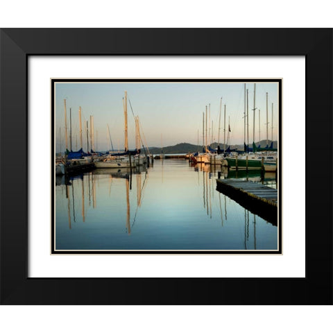Marina Sundown II Black Modern Wood Framed Art Print with Double Matting by Head, Danny