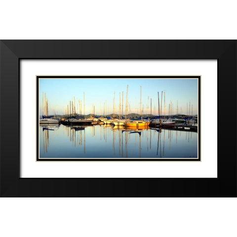 Marina Sundown III Black Modern Wood Framed Art Print with Double Matting by Head, Danny