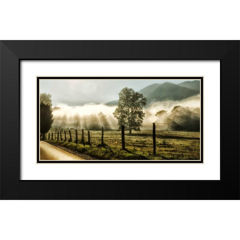 Sunrise in Cades Cove Black Modern Wood Framed Art Print with Double Matting by Head, Danny