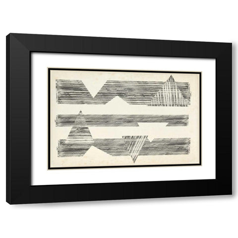 Stagger Triangles I Black Modern Wood Framed Art Print with Double Matting by Goldberger, Jennifer