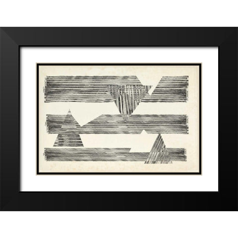 Stagger Triangles II Black Modern Wood Framed Art Print with Double Matting by Goldberger, Jennifer