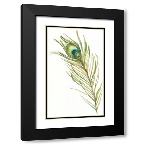 Watercolor Peacock Feather I Black Modern Wood Framed Art Print with Double Matting by Harper, Ethan
