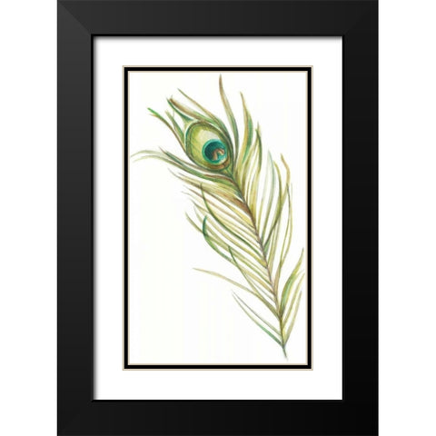 Watercolor Peacock Feather I Black Modern Wood Framed Art Print with Double Matting by Harper, Ethan
