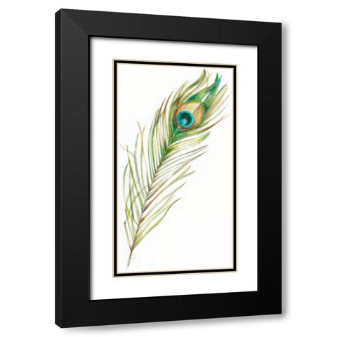 Watercolor Peacock Feather II Black Modern Wood Framed Art Print with Double Matting by Harper, Ethan