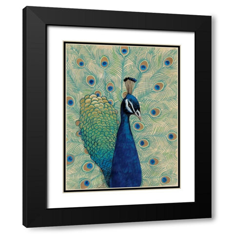 Blue Peacock I Black Modern Wood Framed Art Print with Double Matting by OToole, Tim