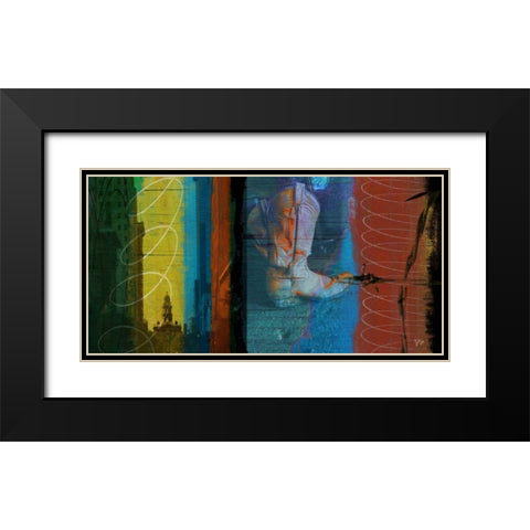 Boot Collage Black Modern Wood Framed Art Print with Double Matting by Jasper, Sisa