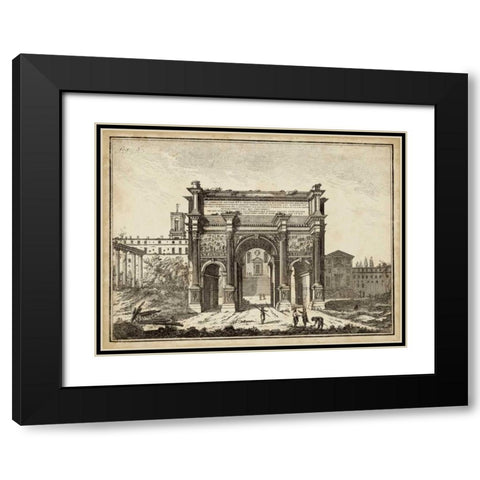 Roman Antiquities III Black Modern Wood Framed Art Print with Double Matting by Unknown