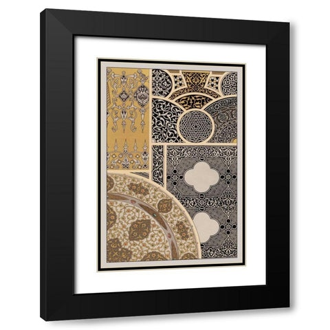 Ornament in Gold and Silver III Black Modern Wood Framed Art Print with Double Matting by Vision Studio