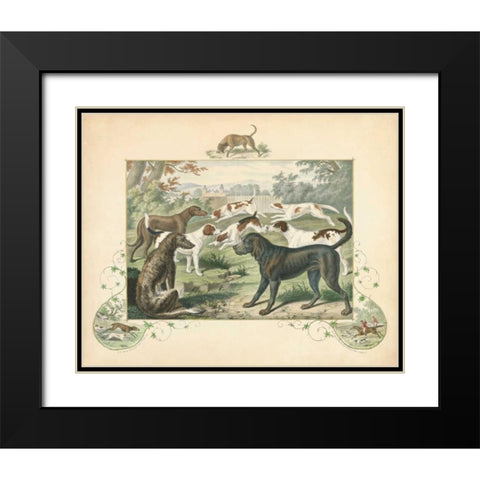 A Group of Hounds Black Modern Wood Framed Art Print with Double Matting by Unknown