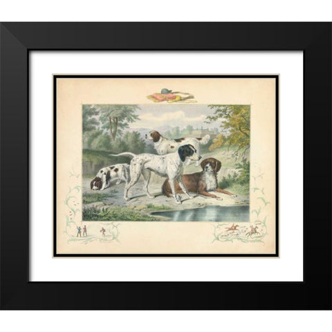A Group of Spaniels Black Modern Wood Framed Art Print with Double Matting by Unknown