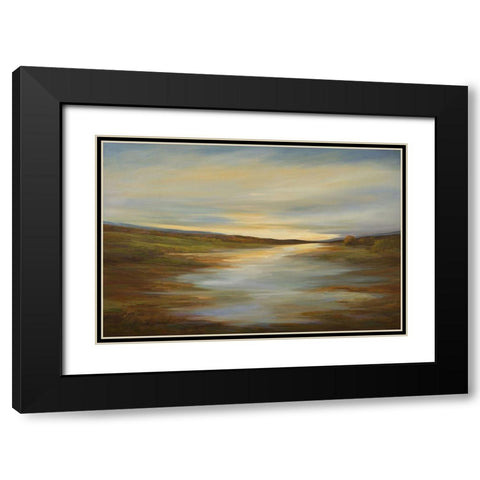 Meadow Sunset Black Modern Wood Framed Art Print with Double Matting by Finch, Shiela