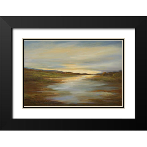 Meadow Sunset Black Modern Wood Framed Art Print with Double Matting by Finch, Shiela