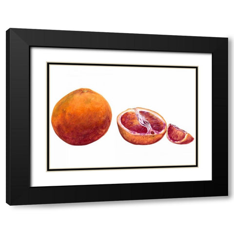 Watercolor Blood Orange Black Modern Wood Framed Art Print with Double Matting by Willett, Michael