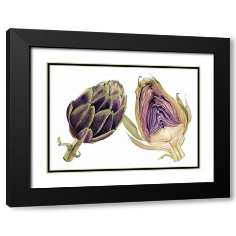 Watercolor Artichoke Black Modern Wood Framed Art Print with Double Matting by Willett, Michael