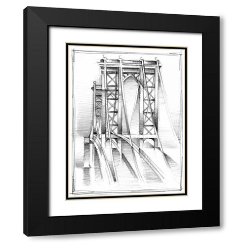 Art Deco Bridge Study I Black Modern Wood Framed Art Print with Double Matting by Harper, Ethan