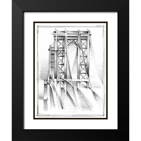 Art Deco Bridge Study I Black Modern Wood Framed Art Print with Double Matting by Harper, Ethan