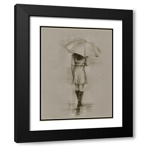 Rainy Day Rendezvous I Black Modern Wood Framed Art Print with Double Matting by Harper, Ethan