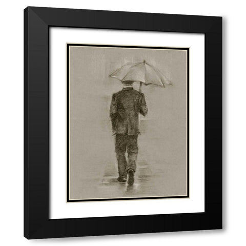 Rainy Day Rendezvous II Black Modern Wood Framed Art Print with Double Matting by Harper, Ethan