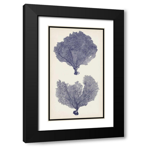 Indigo Seafans II Black Modern Wood Framed Art Print with Double Matting by Vision Studio
