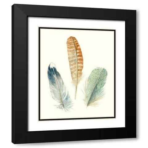 Watercolor Feathers IV Black Modern Wood Framed Art Print with Double Matting by Marie, Meg
