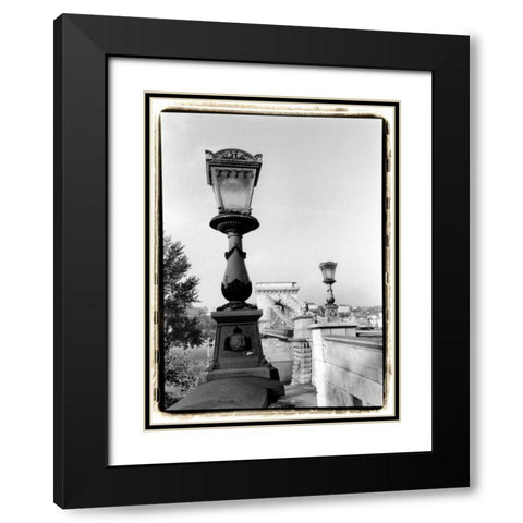 Chain Bridge over the Danube River Black Modern Wood Framed Art Print with Double Matting by DeNardo, Laura