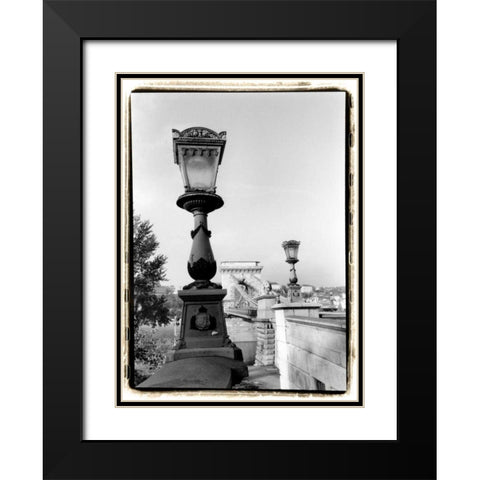 Chain Bridge over the Danube River Black Modern Wood Framed Art Print with Double Matting by DeNardo, Laura