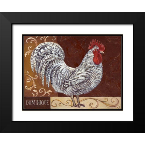 Rustic Roosters I Black Modern Wood Framed Art Print with Double Matting by Kasun, Theresa