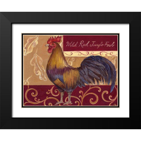 Rustic Roosters II Black Modern Wood Framed Art Print with Double Matting by Kasun, Theresa