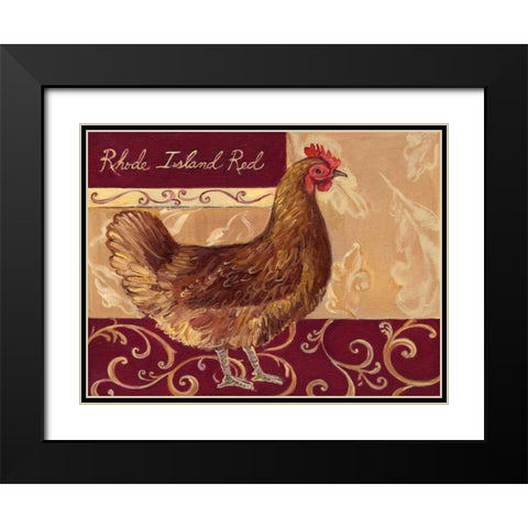 Rustic Roosters III Black Modern Wood Framed Art Print with Double Matting by Kasun, Theresa