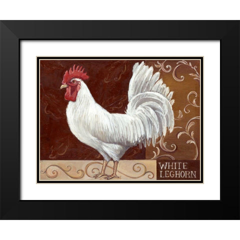 Rustic Roosters IV Black Modern Wood Framed Art Print with Double Matting by Kasun, Theresa