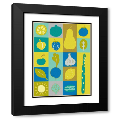 Veggie Blocks I Black Modern Wood Framed Art Print with Double Matting by Zarris, Chariklia