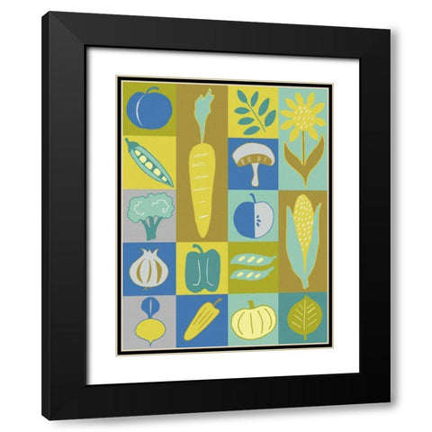 Veggie Blocks II Black Modern Wood Framed Art Print with Double Matting by Zarris, Chariklia