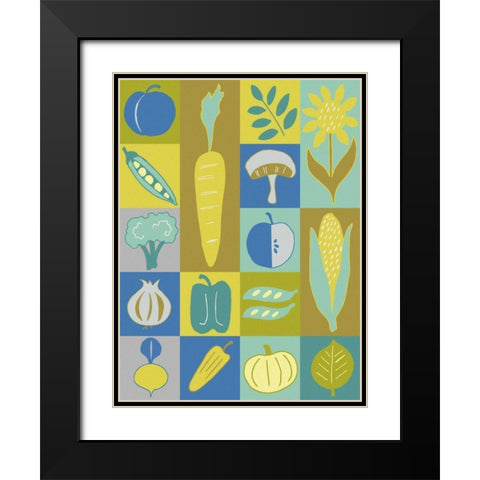 Veggie Blocks II Black Modern Wood Framed Art Print with Double Matting by Zarris, Chariklia