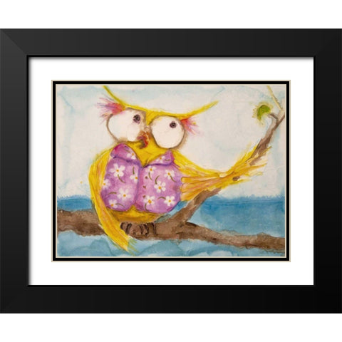 Mr. Hoo in Paradise Black Modern Wood Framed Art Print with Double Matting by Quin, Marabeth