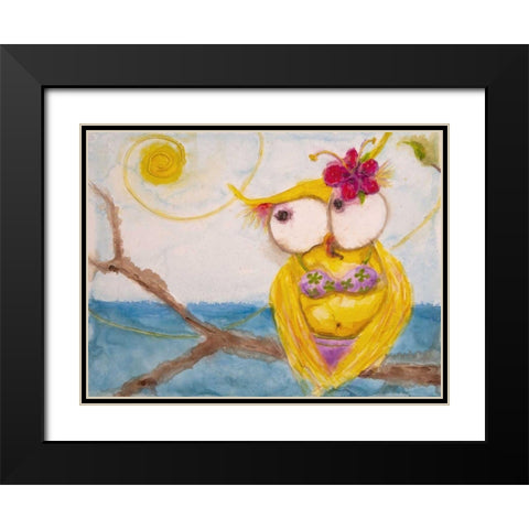Ms. Hoo in Paradise Black Modern Wood Framed Art Print with Double Matting by Quin, Marabeth