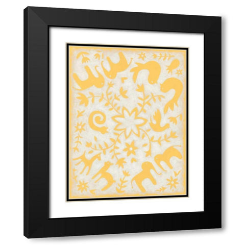 Spring Otomi I Black Modern Wood Framed Art Print with Double Matting by Zarris, Chariklia