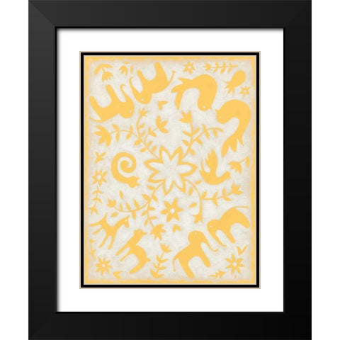 Spring Otomi I Black Modern Wood Framed Art Print with Double Matting by Zarris, Chariklia