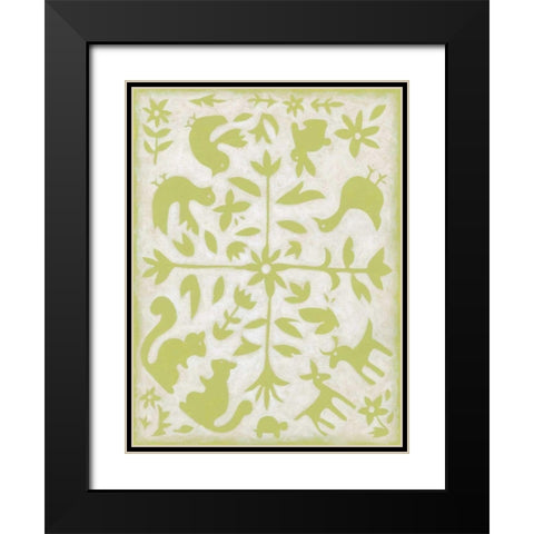 Spring Otomi II Black Modern Wood Framed Art Print with Double Matting by Zarris, Chariklia