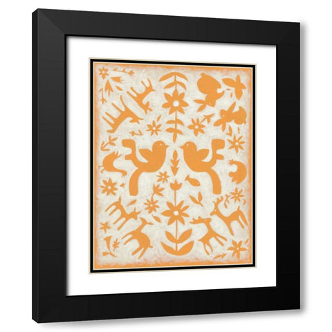 Spring Otomi IV Black Modern Wood Framed Art Print with Double Matting by Zarris, Chariklia